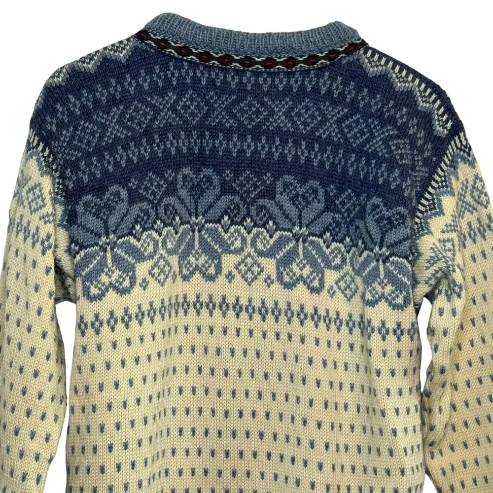 Dale of Norway Pure Wool Nordic Pewter Clasp Fair Isle Cardigan Sweater M/50
